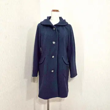 GIANNI LO GIUDICE 네이비 기모 롱 코트 (38) 빅 칼라