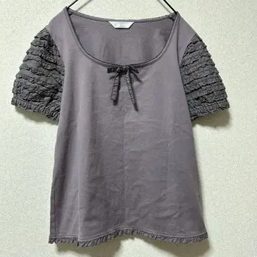 핑크하우스 피코 프릴 탁한 퍼플 티셔츠 일본제