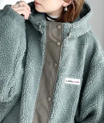 레트로 스포츠로 최신 코디 스탠드 후드 오버 사이즈 보아 아우터