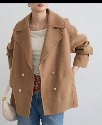 택 포함 미사용 loungedress 미들 리버 코트 카멜