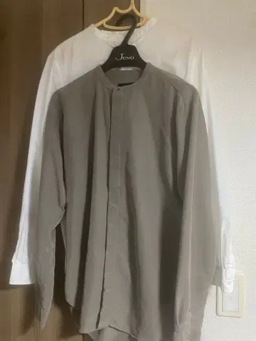 HARE 긴팔 셔츠 화이트 그레이 L 마오 칼라 셔츠