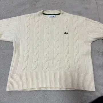 Lacoste 아이보리 케이블 니트 스웨터