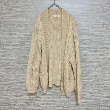세포 케이블 짜임  니트 가디건 M 베이지 긴팔