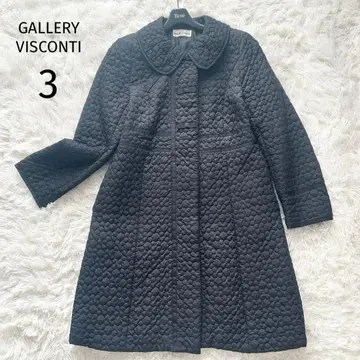 갤러리 비스콘티 리본 퀼팅 자켓 롱 코트 블랙 둥근 카라