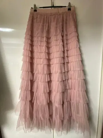 핑크 튤 롱 스커트 프릴 포함