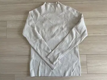 DISCOAT 리브 하이넥 풀오버 아이보리