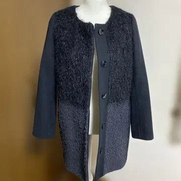 Bonappetit 블랙 노카라 코트 38 사이즈 이소재 절개 일본제