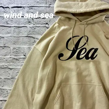 wind and sea 윈드앤씨 로고 프린트 후드 맨투맨 L