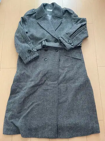 PAGEBOY 스트라이프 체스터 코트 그레이