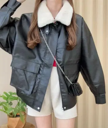 [새상품] 인조 가죽 블루종