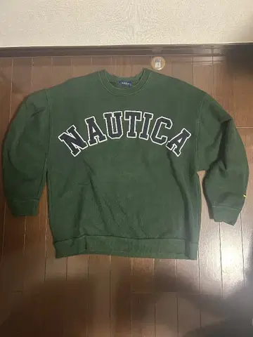 NAUTICA 다크 그린 로고 맨투맨