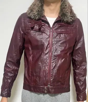 버건디 가죽 자켓 퍼 포함