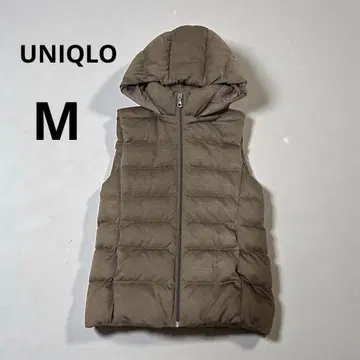 유니클로 UNIQLO 브라운 후드 부착 다운 베스트 M