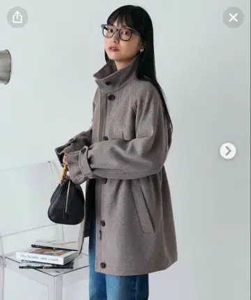 FREAK'S STORE 울리 하이넥 개더 코트 베이지