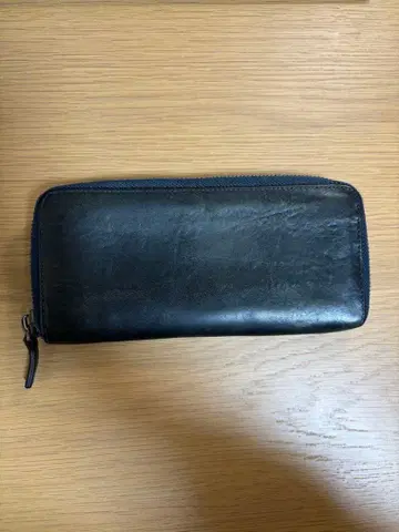 블랙 가죽 장지갑 전면 지퍼