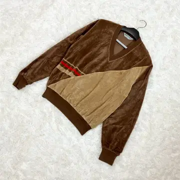 Munsingwear 맨투맨 벨로아 절개 V넥 레트로 아메카지