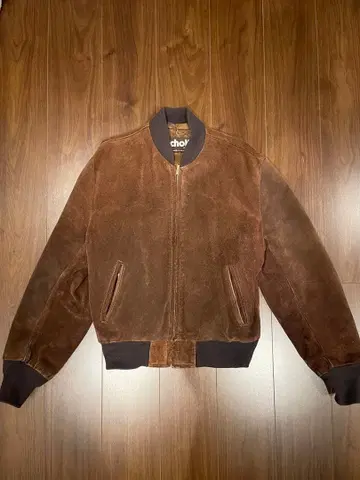 Schott 브라운 스웨이드 봄버 자켓 짧은 기장 42