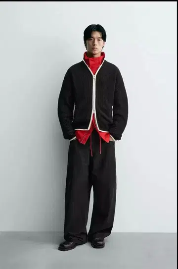 대비 리브 니트 가디건