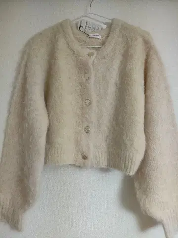 쿠튀르 브로치 울 혼방 기모 가디건