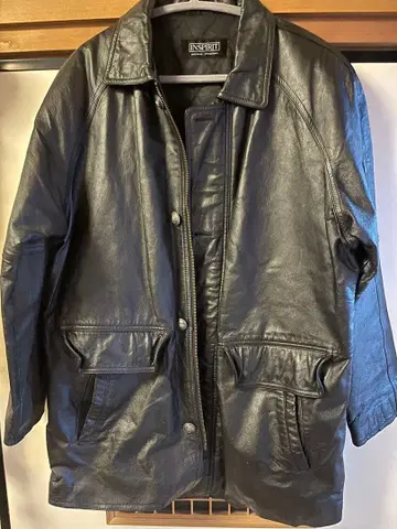 블랙 가죽 코트 (소가죽)