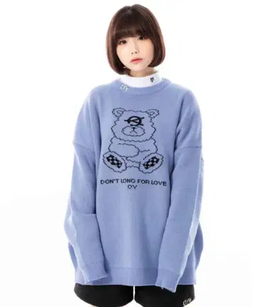 OY 풀오버 니트 스웨터 블루