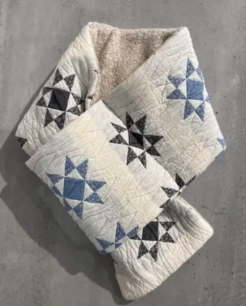 [택 포함 새상품] qiri 패치워크 퀼트 자카드 머플러