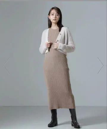 나노 유니버스 샤기 라메 가디건 리브 니트 원피스