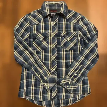 BLUE/BLUE 인디고 염색 체크 플란넬 셔츠