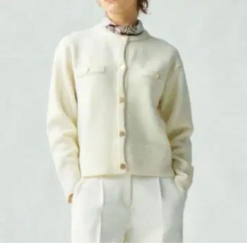 PLST 엑스트라 파인 메리노 미들 게이지 울 크루 가디건 화이트 S