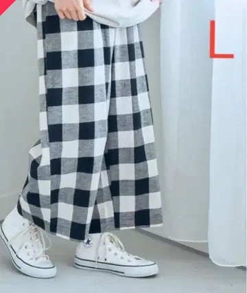 체크 무늬 와이드 팬츠 L 사이즈