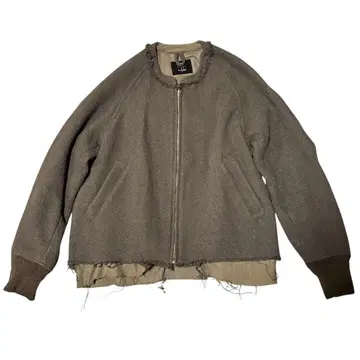 새상품급 bukht 레이어드 울 블루종 브라운 컷팅 S