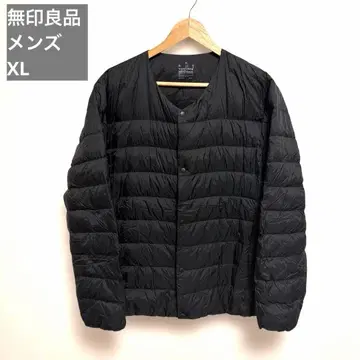 무인양품 라이드 다운 자켓 남성용 XL 블랙 노카라