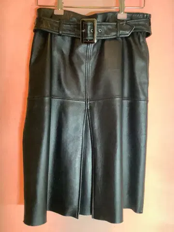 NAPPA SHEEP 가죽 블랙 무릎 기장 스커트