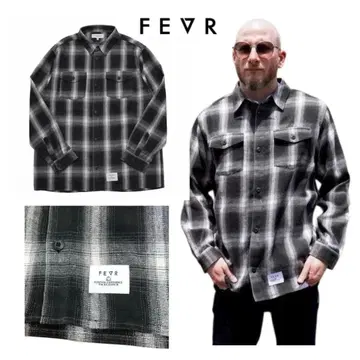 FEVR 포에버 긴팔 옴브레 체크 셔츠 블랙 XL