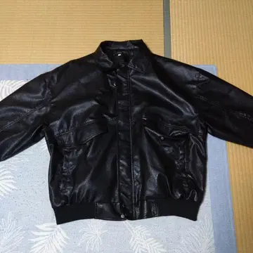 CLEL 빈티지 디자인 인조 가죽 블루종