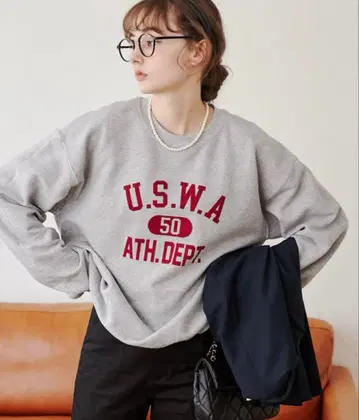 GILDAN 칼리지 로고 오버 사이즈 맨투맨 트레이닝복 속기모