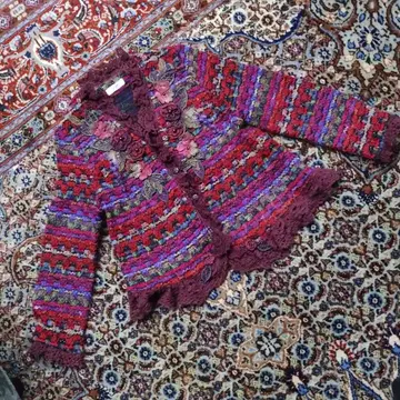 진 믹스 컬러 니트 가디건 일본제