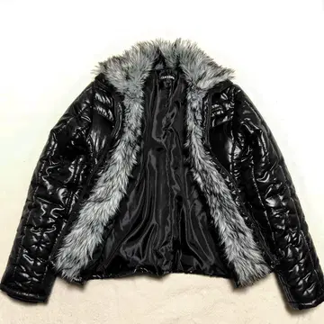 Archive 00s y2k 퍼 포함 짧은 기장 광택 충전솜 다운 자켓