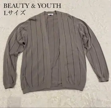 뷰티 앤 유스 스트라이프 노버튼 가디건 남성용 L 사이즈