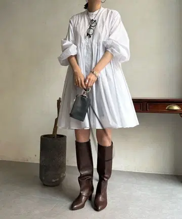 Dou Dou SS 개더 튜닉 블라우스