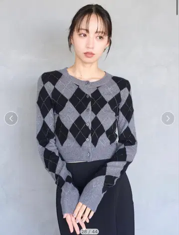 SNIDEL 아가일 니트 앙상블 GRY