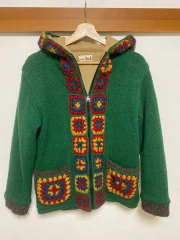 티티카카 후드 부착 니트 자켓 그린 그린