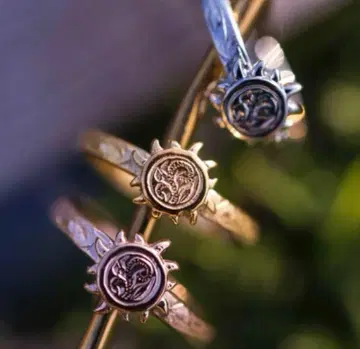 태양 모티브 핑크 골드 반지