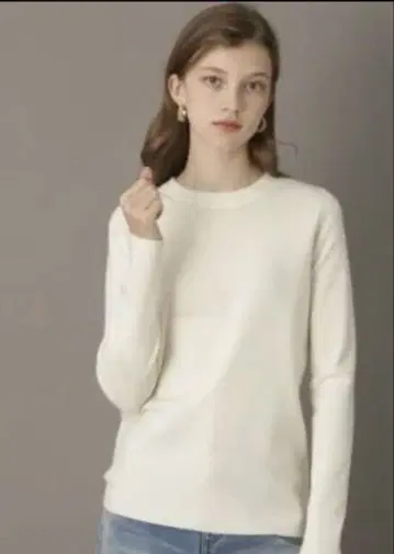 드레 스테리아 스트레치 풀 니들 니트 화이트 울