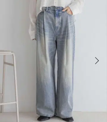 JEANASIS 컬러 턱 데님 와이드 팬츠 M 라이트 블루 지나시스