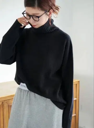 프레임워크 울 캐시미어 터틀넥 풀오버 블랙 니트