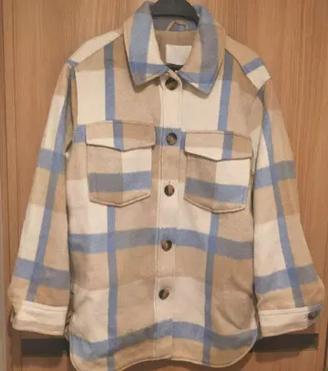 H&M 체크 무늬 오버 사이즈 셔츠 자켓