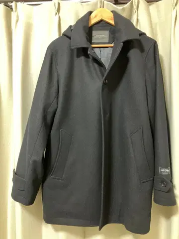 NANO UNIVERSE 후드 부착 블랙 코트