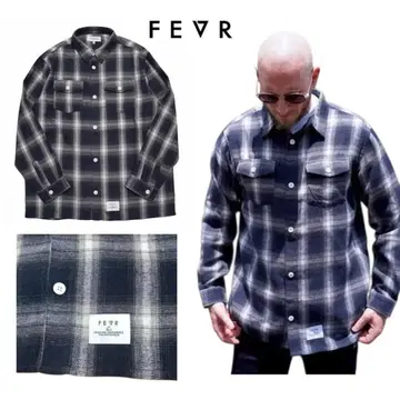 FEVR 포에버 긴팔 옴브레 체크 셔츠 네이비 S