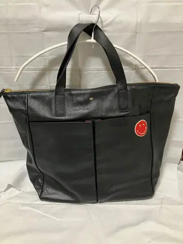 안야 힌드마치 블랙 가죽 토트백 big 사이즈